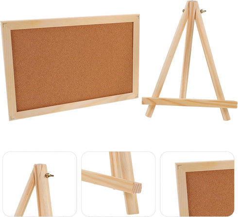 MAGICLULU Wooden Frame Message Board - Pin Board with Wood Easel Display Stand, Tripod Holder, and Cork Notes Box