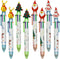 Maydahui 12PCS Christmas Multicolor Ballpoint Pens, 6-in-1 Retractable Printing Pens for Christmas Party