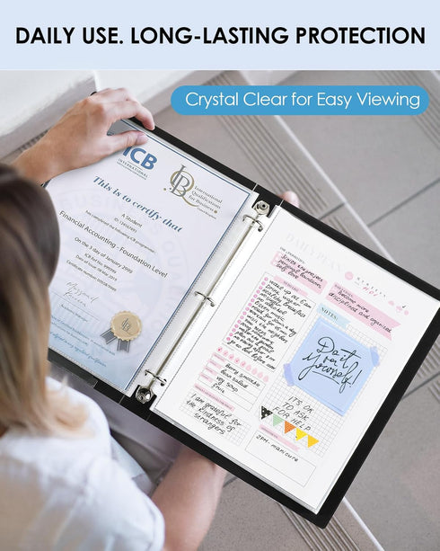 KTRIO Clear Sheet Protectors 8.5 x 11 inch, Top Loading Document Sleeve, 50 Pack for 3 Ring Binder
