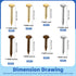 Glarks 1600Pcs Small Tiny Nails Kit, Wooden Screw Nail Gold Silver Bronze, 1x6mm, 1x8mm, 1x10mm Mini Nails for DIY
