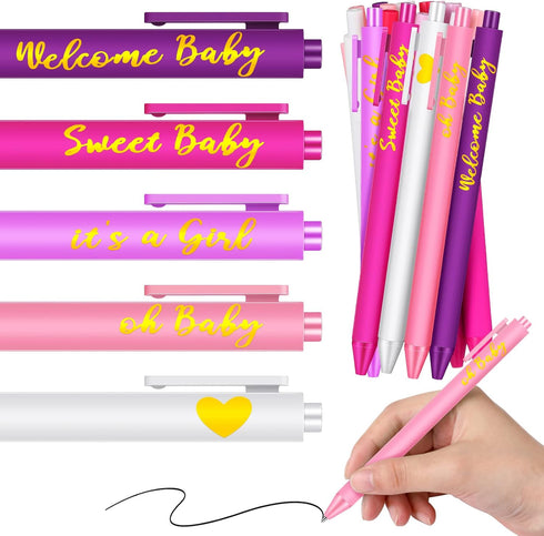 Nuanchu 50 Pcs Baby Shower Pens for Guests, It's a Boy or Girl, Retractable Baby Shower Favors, Multi Color