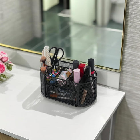 Desk Organizers and Accessories, 8 Compartments with 1 Pullout Drawer for Home, School, Office Supplies