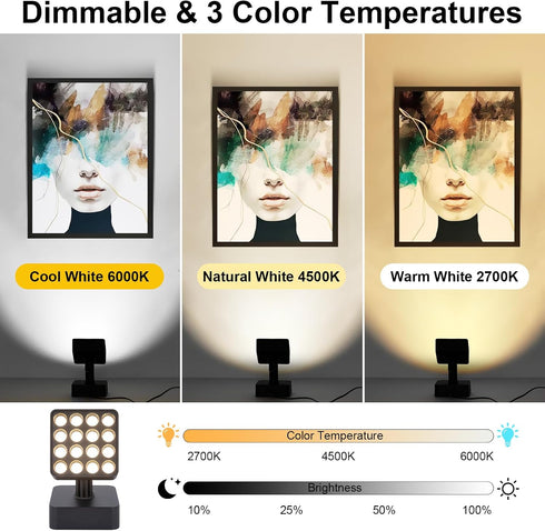 12V dimming, (2pack) LED Indoor Plant Spotlight, Adjustable Angle Floor lamp with Remote Suitable for Dark Corners
