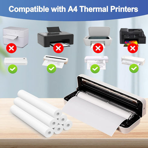 Potanro A4 8.3''x11'' Printer(6 Thermal Printer Paper Printing Paper Quick-dry Thermal Paper Thermal for Portable