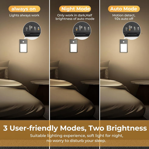 (2.68 inch 3000K 3Pack VST Motion Sensor Step Night Lights, Rechargeable Battery Powered Stair Lights with Magnetic
