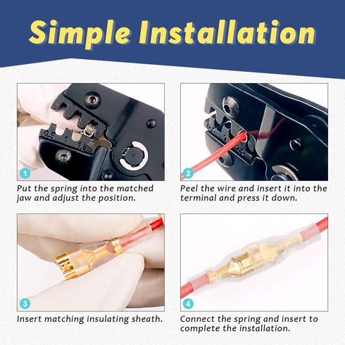 Glarks 720Pcs Male and Female Wire Spade Connector Assortment Kit with Insulating Sleeve for Car Audio