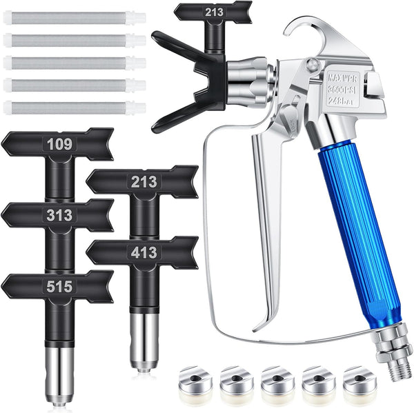 Zhengmy 12 Pcs Airless Paint Sprayer Gun with Nozzle Guard Spray Tips and