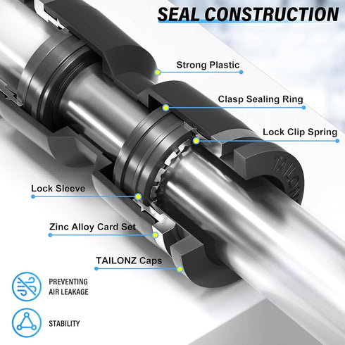TAILONZ PNEUMATIC 3/8 Inch OD Straight Push Fittings Plastic Quick Release Connectors PZA-3/8 (Pack of 5)