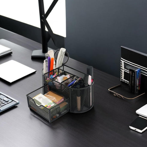 Desk Organizers and Accessories, 8 Compartments with 1 Pullout Drawer for Home, School, Office Supplies