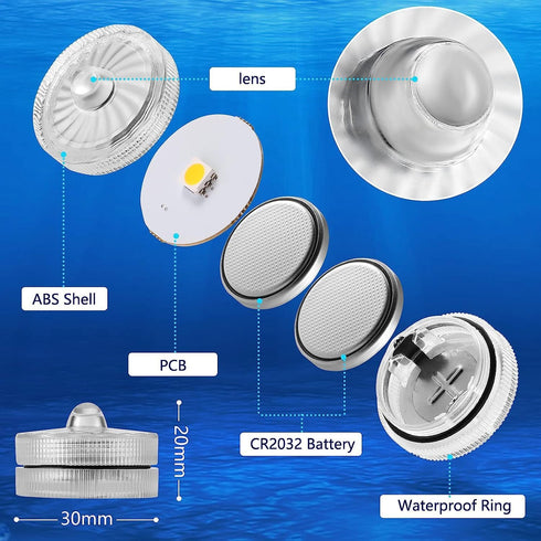 HL Submersible LED Light, Purple Small Battery Powered Light for Wedding Home Vase Festival Decoration (12pcs)