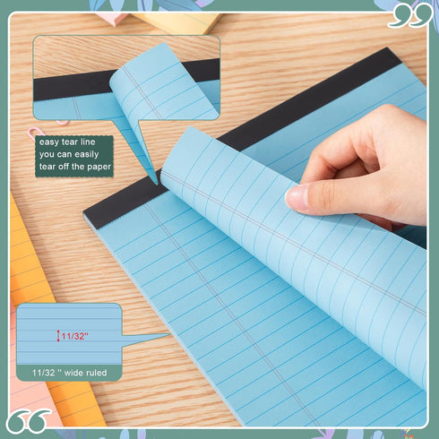 Lincia 12 Pcs Colored Legal Pad Writing Pads, 8.5 x 11 Inch, Wide Ruled, 50 Sheets Each