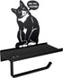 Vausart Black Cat Toilet Paper Holder with Shelf & are You Pooping Sign