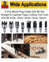 Rocaris 8pcs Wood Plug Cutter Drill Bit Set, Straight and Tapered Cutting Tool, 6mm 10mm 13mm 16mm
