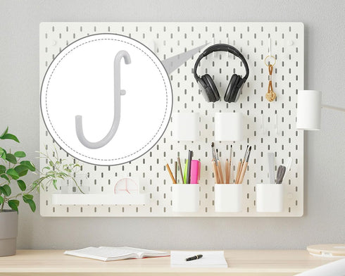 Pegboard Hooks 12 Pack Compatible with IKEA Skadis, Includes 6 L Style and 6 J Style Pegboard Accessories