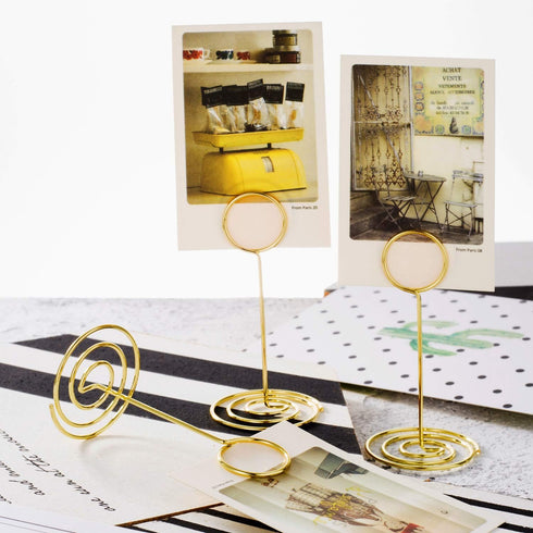 TecUnite Gold Table Number Holder, 3.35 Inch Wire Place Card Holder for Wedding Reception, 24 Pieces