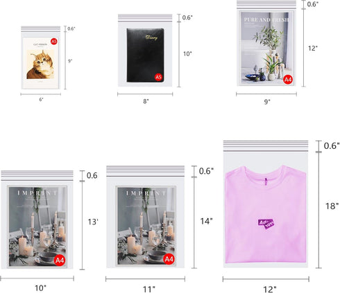100pcs Small Zip Bag 5 x 7" Clear Reclosable Zip Plastic Bags with Resealable Lock for Packaging