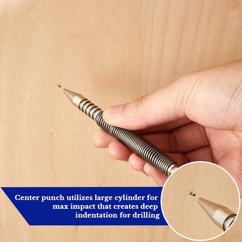 2 Pieces Spring Loaded Nail Set, Hammerless Trim Combination Tool Kit with 1/32 Inch to 4/32 Inch Tools for Carpentry