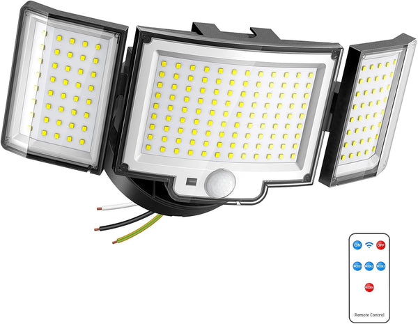 CLAONER LED Security Motion Sensor Outdoor Lights, 6500K Remote Control Floodlights, Dusk
