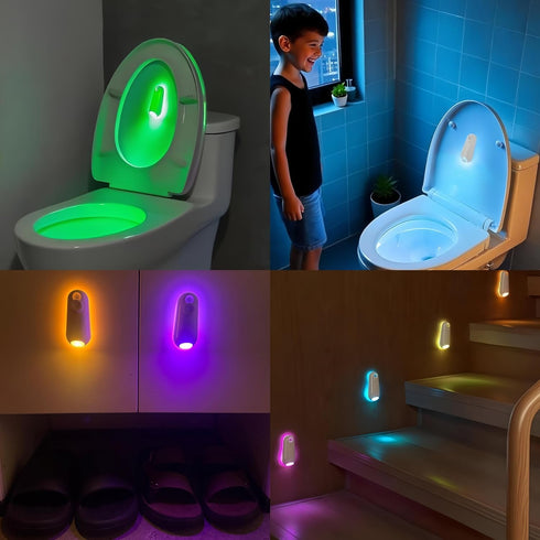2 Pack 2026 Toilet Night Light Motion Sensor Activated, Rechargeable RGB Toilet Bowl Light, Birthday Gifts for Women