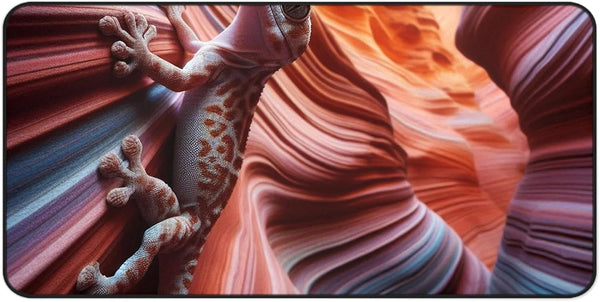 GENERIC Gecko Clinging to a Color-Changing Canyon Wall Desk Mat - Vibrant Colors,