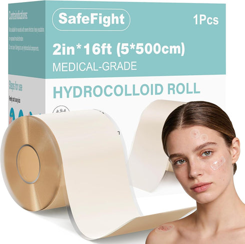 Hydrocolloid Roll for Wound Care, Medical-Grade Hydrocolloid Patch Bandages with Self-Adhesive, Cut-to-Size