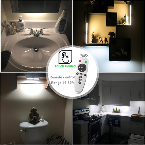 4 Pack, Dimmable Closet 3 LDOPTO Motion Sensor Under Cabinet Lights with Remote Battery Operated Lighting, LED Night
