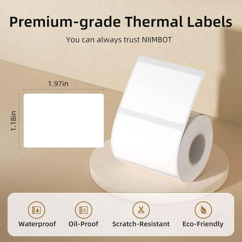 NIIMBOT Labels for B1/B21/B3S Label Printer, 2" x 1.18" Waterproof Sticker Paper, 1 Roll of 230pcs