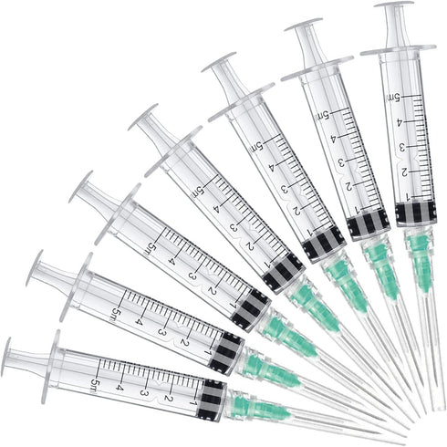 5ml Lab Syringe with Needle, 21 Gauge 1.5inch Supplies, Individually Packaged (25)