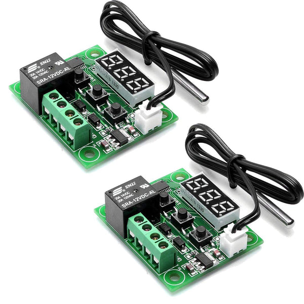 HiLetgo 2pcs W1209 12V DC Digital Temperature Controller Board Micro Digital Thermostat