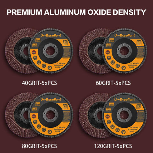 20PCS Flap Disc - 4-1/2 Inch - Sanding Grinding Wheel for Angle Grinder Type #27 - Aluminum Oxide Abrasive - Assorted 40 60 80 120 Grits (20)