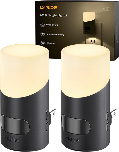 Lyridz LED Night Lights Plug into Wall with Motion Sensor, 1-150LM Dimmable