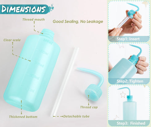 Melphoe Tattoo Wash Bottle, 2Pcs 500ml Water Squirt Bottle for Safety Rinse and Watering Plants