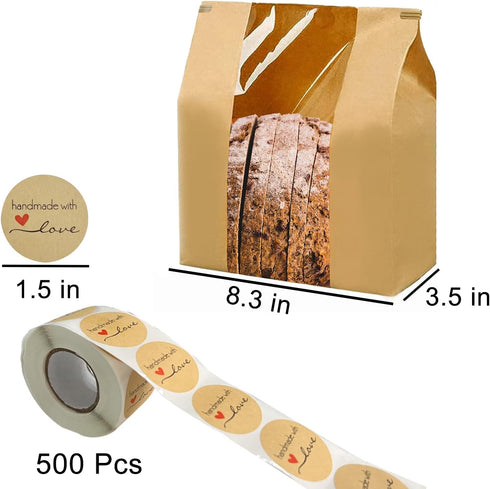 NOONEAST 200 Pack 14" 8.3" 3.5" Packaging Large Paper Bread Bags for Homemade Bread Sourdough Bags x x with Tin Tie Tab