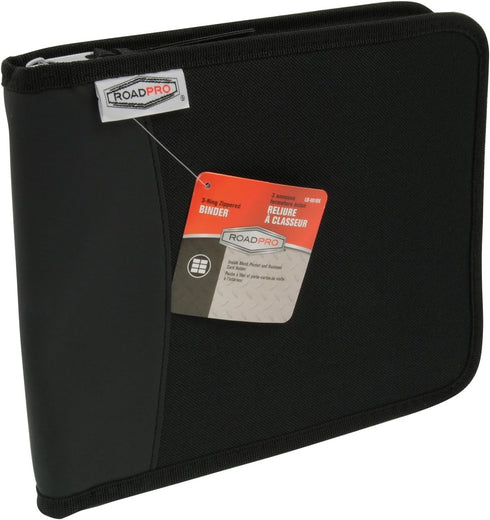 RoadPro 3-Ring Zippered Binder for Loose-Leaf Log Sheets, Black, LB-001BK, 10.5" x 8.5" by RoadPro