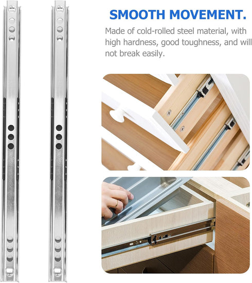 2pcs 17mm 246mm Wide Miniature Drawer Slide Rail, Steel Ball Bearing Cabinet Slide, Dual-Direction Furniture Rail