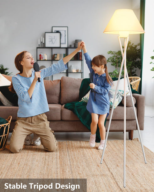 E26 Bulb Tripod Floor Lamp, White Standing Lamps with Included, Mid Century Modern Tall Lamps for Living Room Bedroom