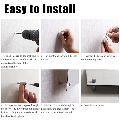 Luomorgo 12 Pcs 1" x 2" Stainless Steel Standoff Screws, Wall Sign Standoff Mounting Hardware for Hanging Acrylic