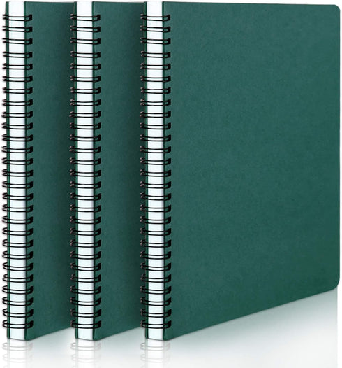 EUSOAR Students Ruled Spiral Notebook, A5 3 Packs 5.5"X8.3" 120 Pages Lined Writing Journal, Green Cover