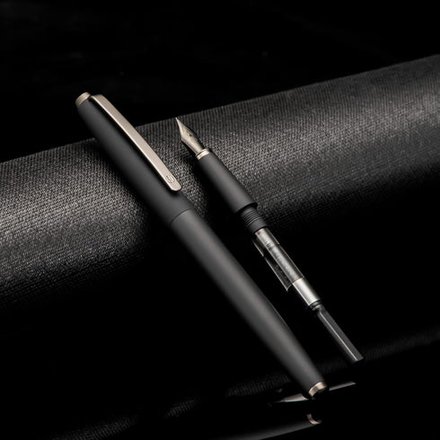 Hongdian 517D Matte Black Fountain Pen with Extra Fine Nib, Warrior Series, Classic Design with Converter and Metal Box