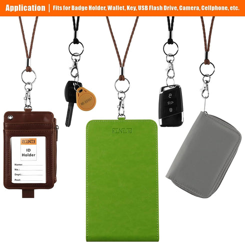 Leather Lanyard, 2PCS Handmade 23inch Strong Office Necklace Lanyard with Clip and Keychain for ID Badge Holder,