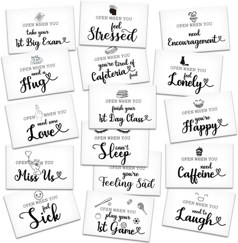 Open When You Envelope Set for Him Her, 16 Pcs Motivational College Care Package Kit for Freshman Student