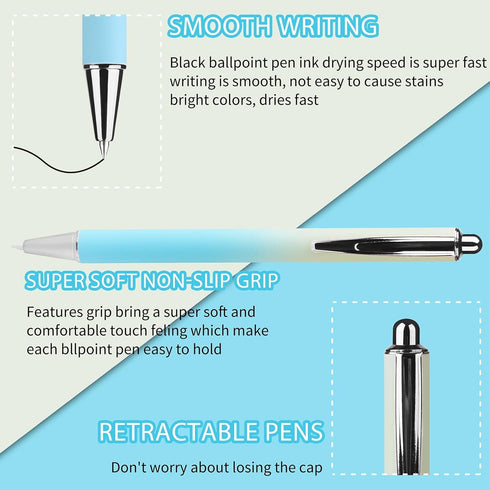 WY WENYUAN Gel Pens, 12 pcs Black Ink Fine Point Smooth Writing Pens for Journaling and Note Taking, Cute Office