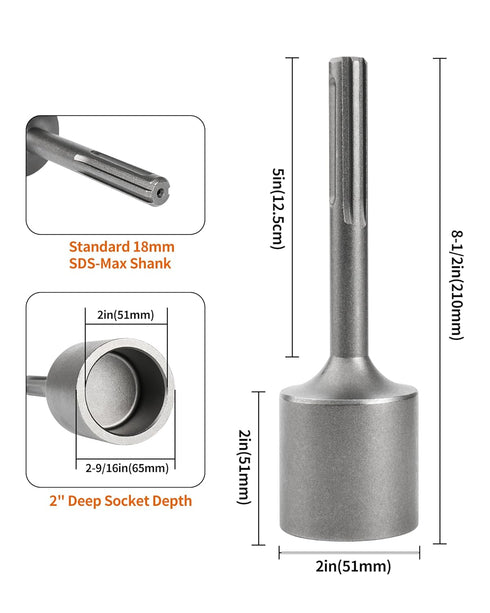 Heavy Duty T Post Driver, 2 Inch SDS Max Automatic Fence Post Driver with Ground Rod Driver Adapter Bits