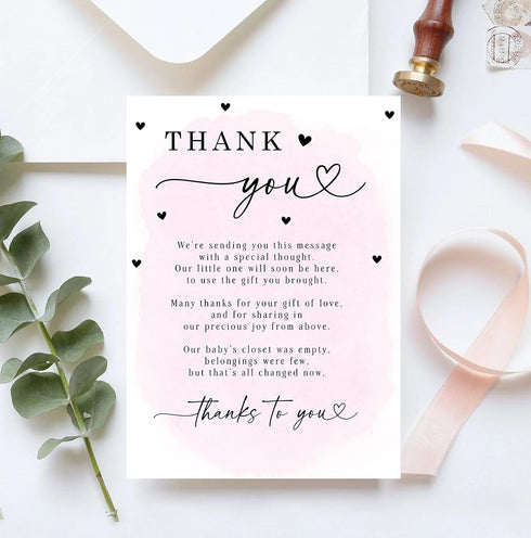 Your Main Event Prints Baby Shower Thank You Cards with Envelopes - Elegant and Convenient Gratitude Notes for Baby