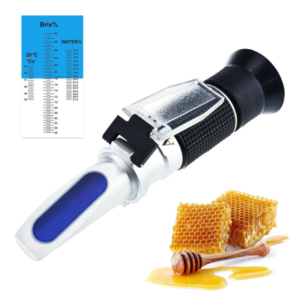 3-in-1 Honey Baume Refractometer, Tri-Scale 58-90% Brix Scale Range, Honey Moisture Sugar Tester with ATC for Beekeeping