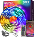 KSIPZE Led Lights for Bedroom 50ft Led Strip Lights with Remote RGB