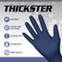 Thickster Powdered Latex Disposable Gloves. Size X-Large. Blue Color, 14 mil Thickness, 12" Length. Fully Textured for Superior Grip. Single Use. Pack of 50. (6604)
