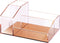 Clear Acrylic Makeup Brush Organizer with Metallic Rose Gold Base, 4 Compartment Office Organizers for Desk and
