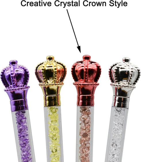 Maydahui 24PCS Crown Ballpoint Pen - Retractable Crystal Quicksand Pens, Black Ink for Girls Party School