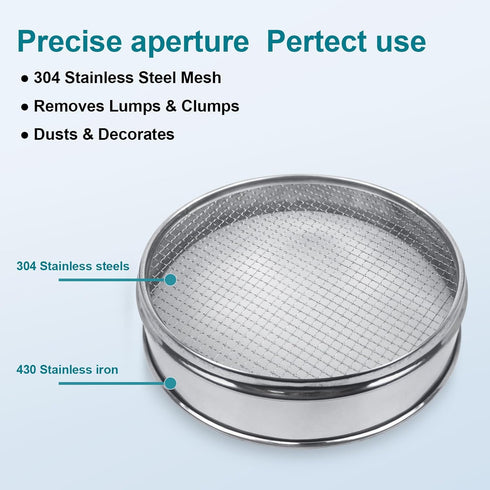 304 Stainless Steel Mesh Lab Sieve, 4(4.75mm) Mesh Aperture, 7.9 Inch Diameter for Industrial Laboratory